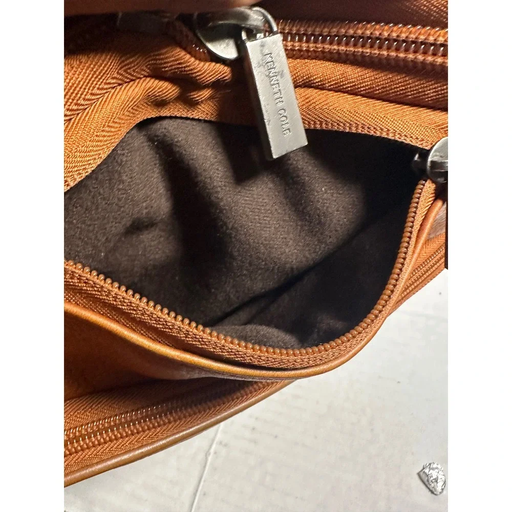 Kenneth Cole Reaction Mens Tan Cognac LeatherLaptop Backpack Business Bag 580674 - Picture 12 of 15